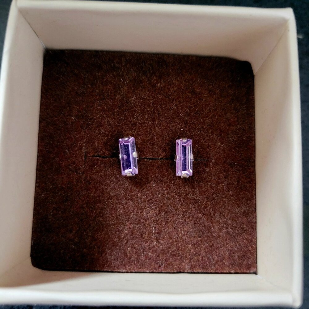 Amethyst sterling silver post earrings